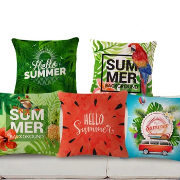 

Genuine TBONTB Square 18" Hello Summer Cushion Cover Patterns Nordic Pillow Tropical Home Decor Cushion Better Than Customized