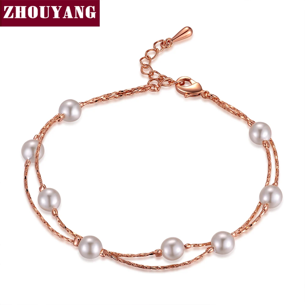

Top Quality Elegant Imitation Pearl Bracelet Rose Gold Color Fashion Jewelry ZYH169 ZYH177