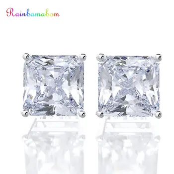 

Rainbamabom Classic 925 Sterling Silver Created Moissanite Gemstone Wedding Engagement Ear Studs Earrings Fine Jewelry Wholesale