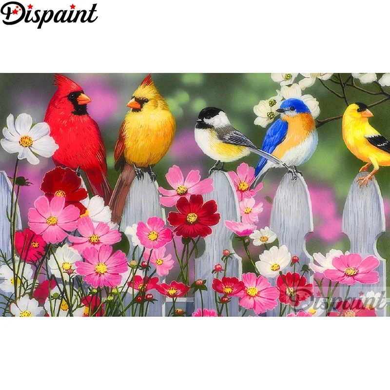 

Dispaint Full Square/Round Drill 5D DIY Diamond Painting "Birds and flowers" 3D Embroidery Cross Stitch Home Decor Gift A12702