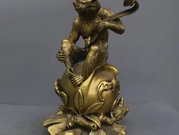 

16'' Chinese Feng Shui Monkey Holding A Wishful Bronze Statue