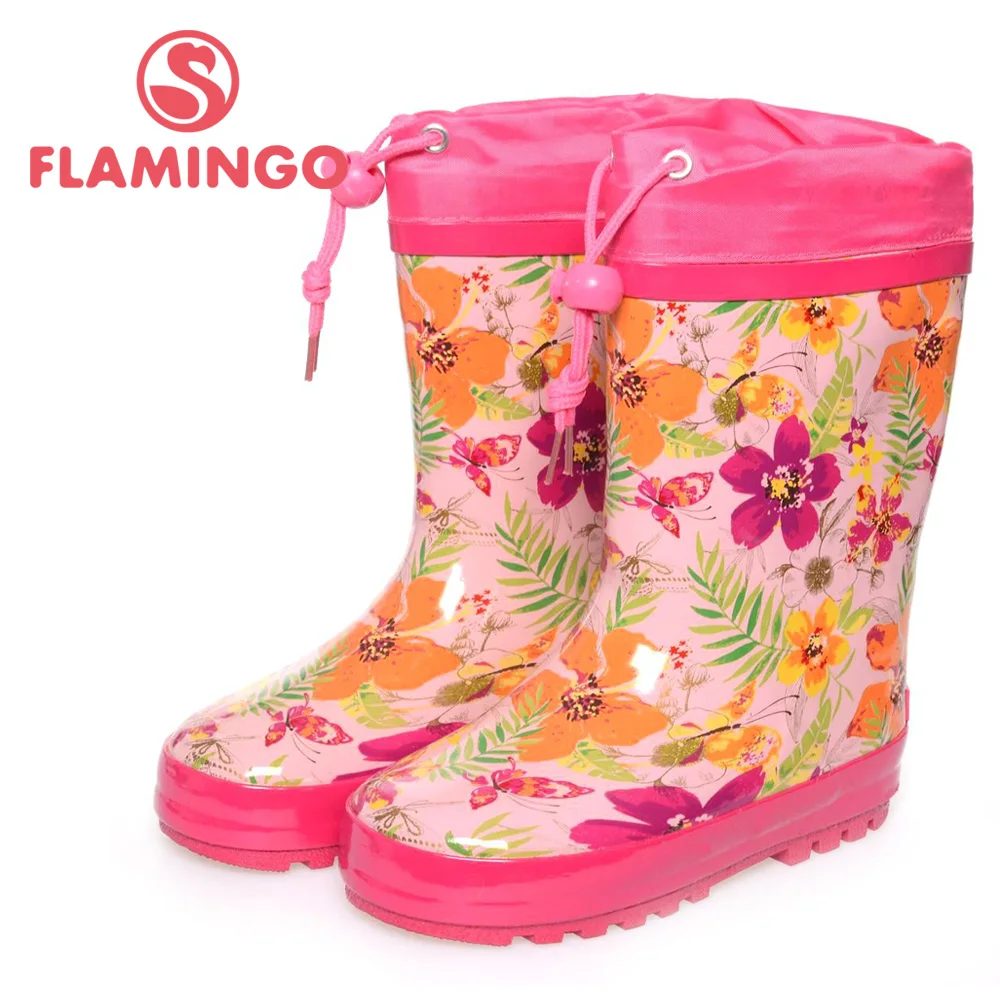 

FLAMINGO famous brand 2017 new collection spring-autumn fashion gumboots with wool quality anti-slip kids shoes for girls W5534