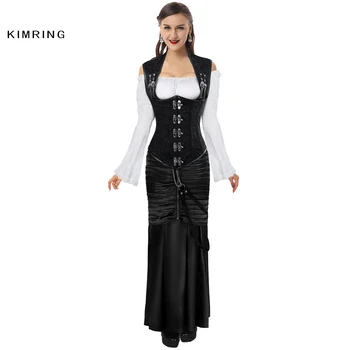 

Kimring Women Steampunk Corset Dress Steel Boned Corset Vintage Gothic Underbust Corset Dress Corset and Bustiers