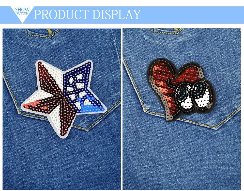 Sequin Patches Iron On Girl Embroidered Crown Rainbow BirdHeart LoveStarSexy Lip Patches For Clothing DIY Letters T-shirt(10)