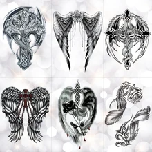 

Feather Wings Cross watercolor Temporary Tattoo Sticker Warrior Rose Holy Waterproof Tattoos Body Art Arm Fake Tatoo Men Women