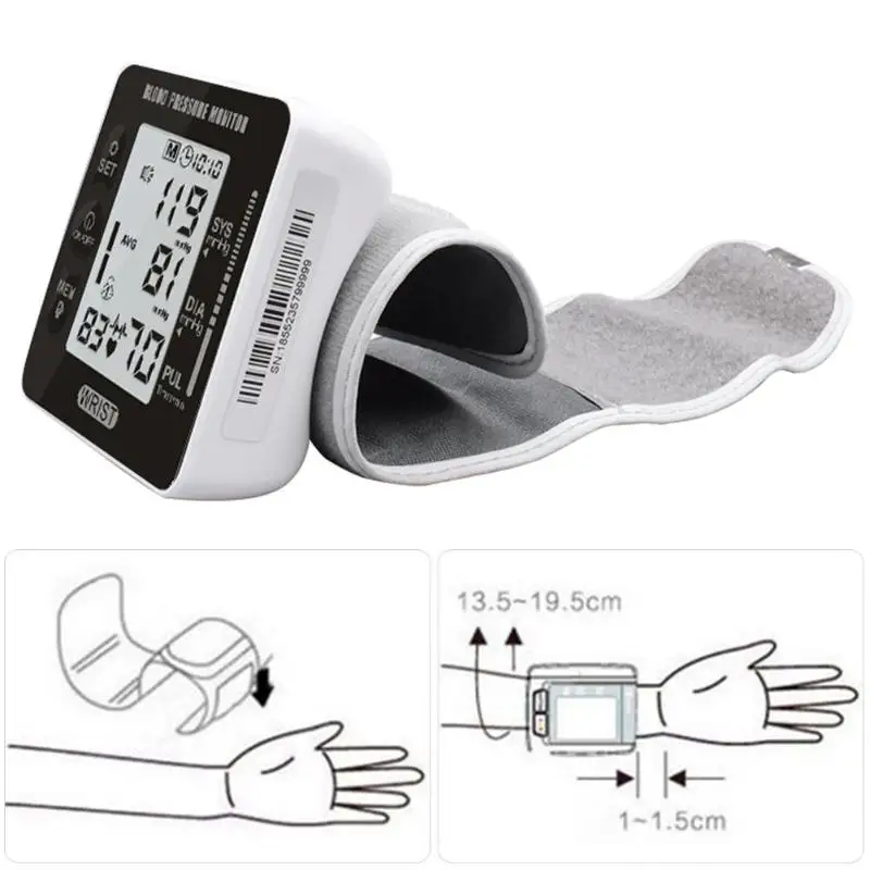 

LCD Display Digital Electronic Speech Blood Pressure Monitor Pulse Tester Intelligent Type Electronic Blood Pressure Measure