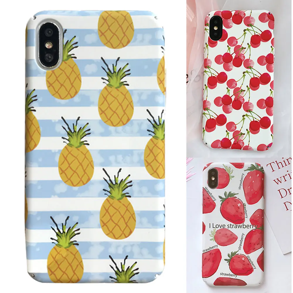 L-FADNUT Lovely Summer Fruit Phone Case For iPhone X Xs 7 8 6S 6 Plus Stylish Cute Bumper Strawberry Fashion Shockproof Cover |