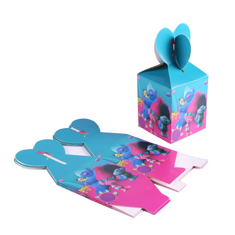 

6pcs/set Trolls Favor Box Candy Box Gift Box Cupcake Box Boy Kids Birthday Party Supplies Decoration Event Party Supplies