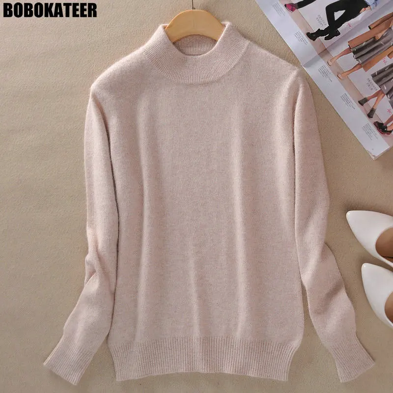 

BOBOKATEER Winter Sweater Women Pullover Plus Size Pink Turtleneck Clothes Women Sweater Trui Jersey Mujer Pull Femme Hiver 2018