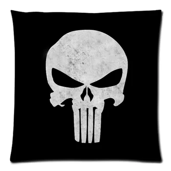 

Punisher Skull Cotton Linen Cushion Cover Sofa Decorative Throw Pillow Case Waist Cushion Case Pillow Slip 18"X18"