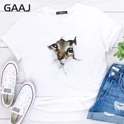 GAAJ "Kawaii Cat 3D печать" Футболка женская рубашка плюс размер женская футболка с круглым вырезом тонкая свободная с круглым вырезом Женская