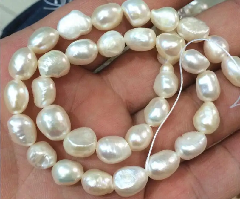 

One Strands 8-9mm Bright White baroque pearl real natural freshwater pearl loose beads 35cm / 14.5inch DIY