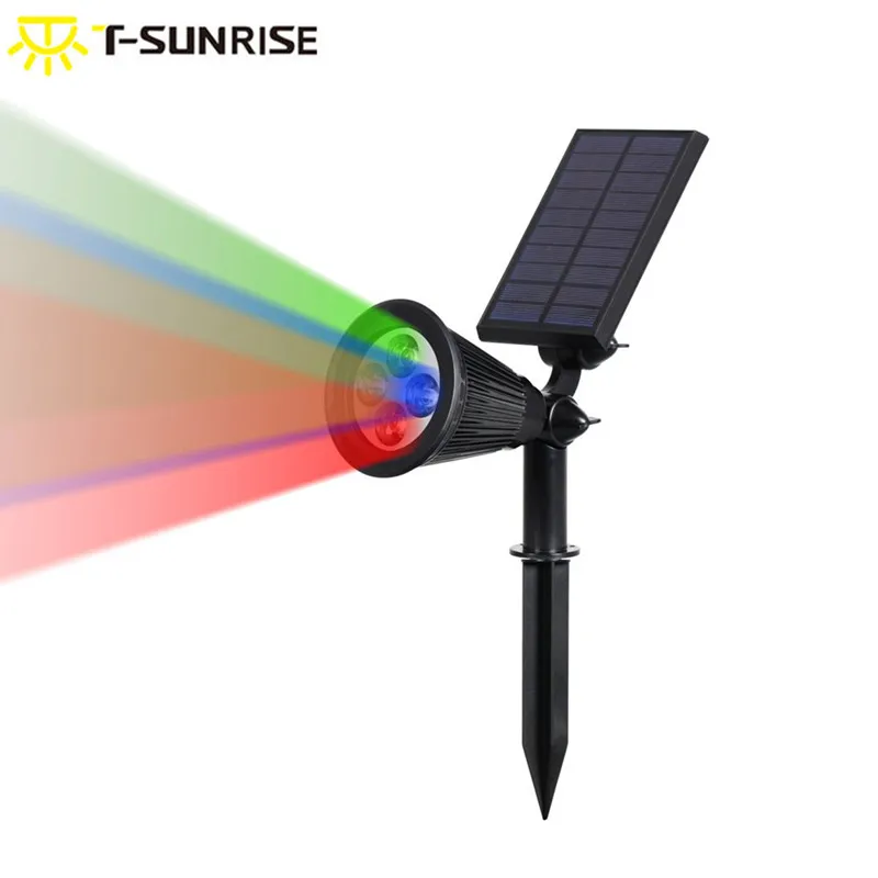 T-SUNRISE Outdoor Lighting 4 LED Solar Powered Light Adjustable LED Solar Landscape Lamp for Garden RGB Color T-SUNRISE Outdoor Lighting 4 LED Solar Powered Light Adjustable LED Solar Landscape Lamp for Garden RGB Color