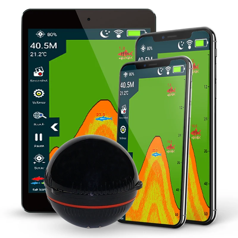 Эхолот рыболокатор Erchang, портативный беспроводной сонар с лампой для привлечения рыбы, глубина 48м|fish finder|sonar fishfinderwireless sonar | АлиЭкспресс