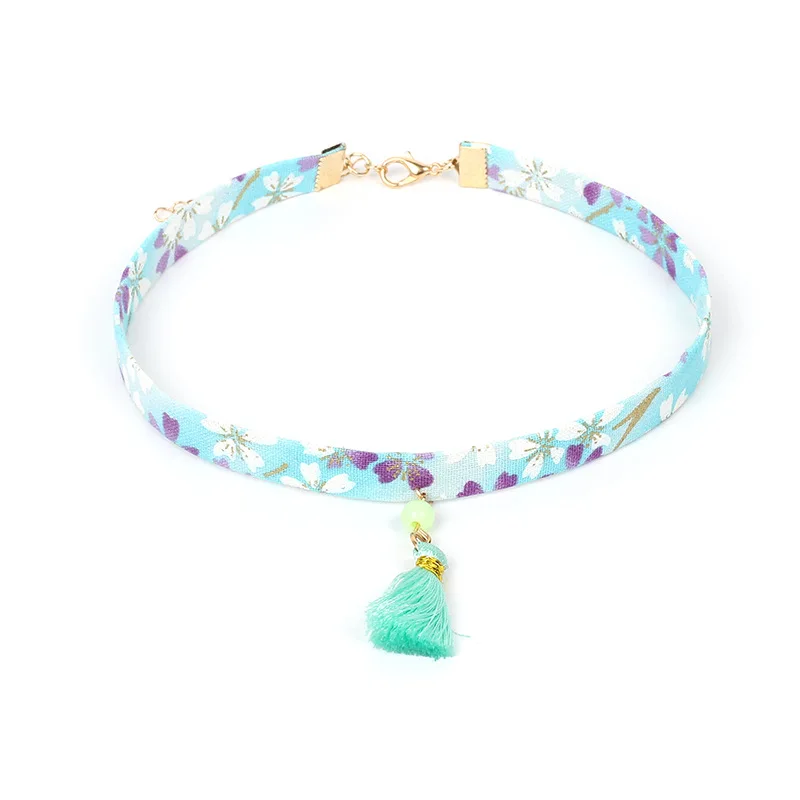 Tassel Doreen Box, новинка, модное колье с цветочным принтом, колье для женщин, аксессуары, Harajuku Sakura, подвеска с кисточкой, ожерелье, ювелирное изделие - Окраска металла: Tassel