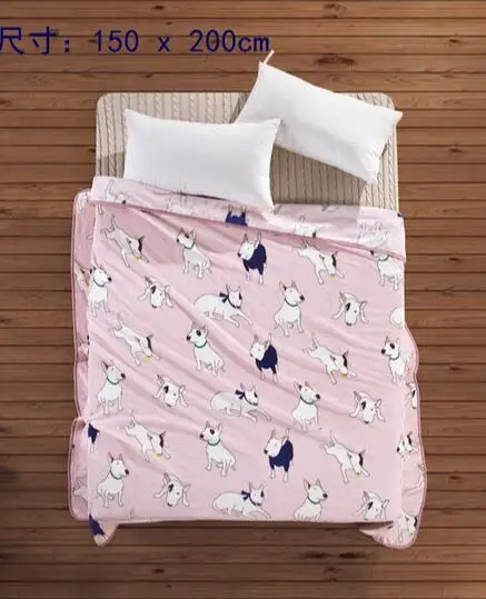 Синий Розовый бультерьер печатная фланелевая ткань детская кровать офис одеяло