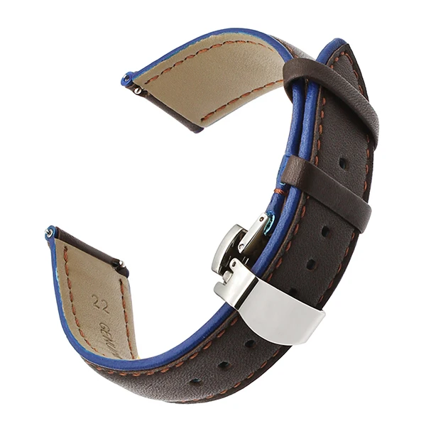 Франция натуральная кожа ремешок для часов двойной цвет для samsung gear S3 Galaxy Watch 46 мм gear 2 Neo Live Band Quick Release ремешок - Цвет ремешка: Brown Blue B