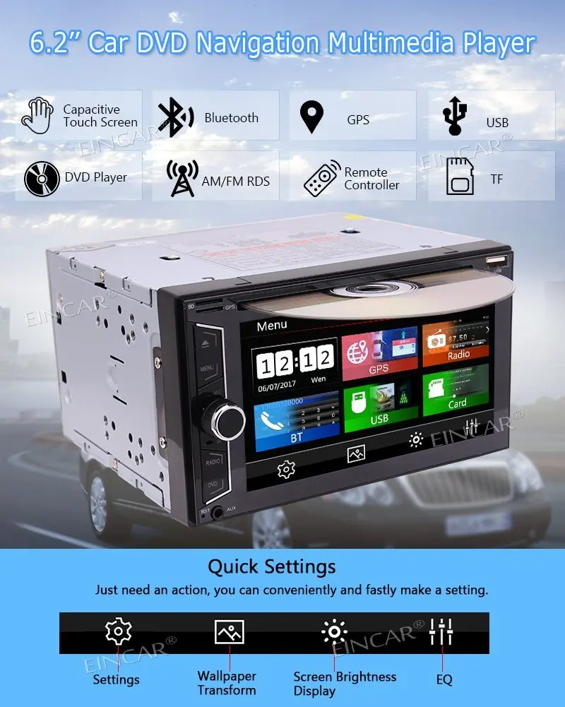 Clearance Double 2 Din Car Cassette Multimedia Stereo cd DVD Player GPS Navigation Radio Bluetooth automotive motor support USD SD 1080P 0