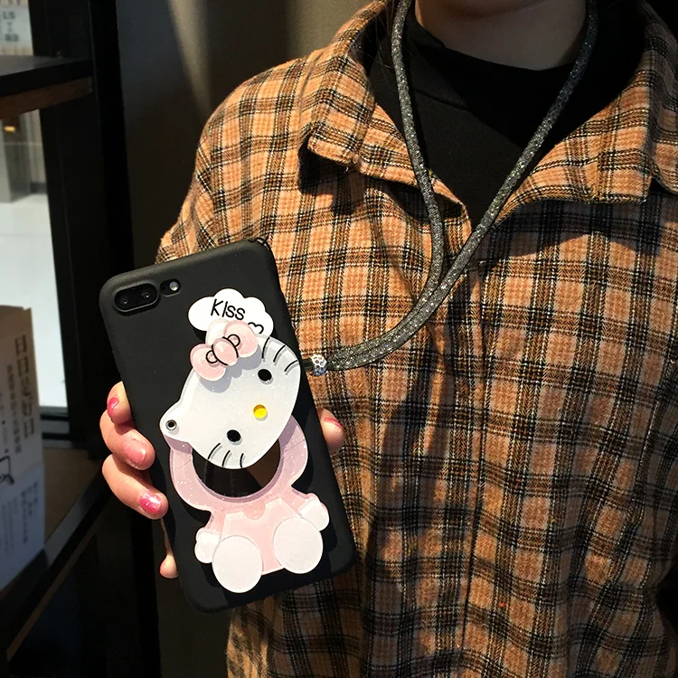 Зеркальный чехол для samsung S10 plus cat Samsung Galaxy S10/S10 с мультяшным рисунком + 3D подставка