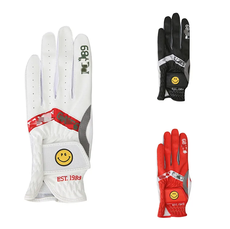 

Left handed Pearly Gates Golf glove Smiling Face Mark pg89 pu golf glove for Man Women 3 Colors Free Shipping
