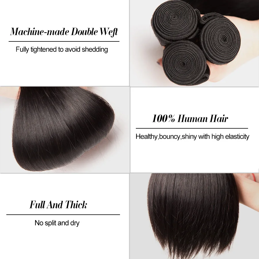 360 Lace Frontal With Bundle Peruvian Straight Human Hair Bundles With Closure 3 Bundles Human Hair RXY 360 Lace Frontal NonRemy (4)