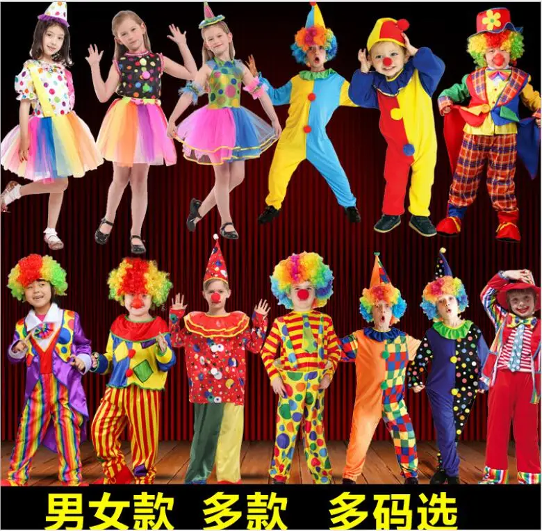 

Halloween Costumes Kids Children Circus Clown Costume Naughty Harlequin Fancy Fantasia Infantil Cosplay Clothing for Boys Girls
