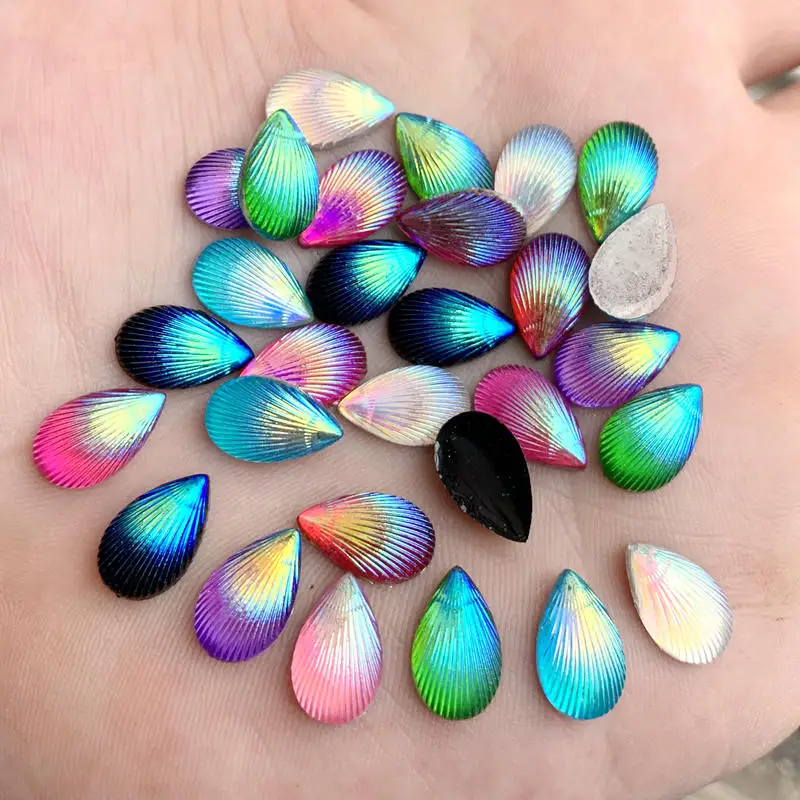

8*12mm Diy 80pcs/lot Flatback Resin Drop Rhinestone trim stones and crystals DIY Wedding Dress Button Crafts -B30