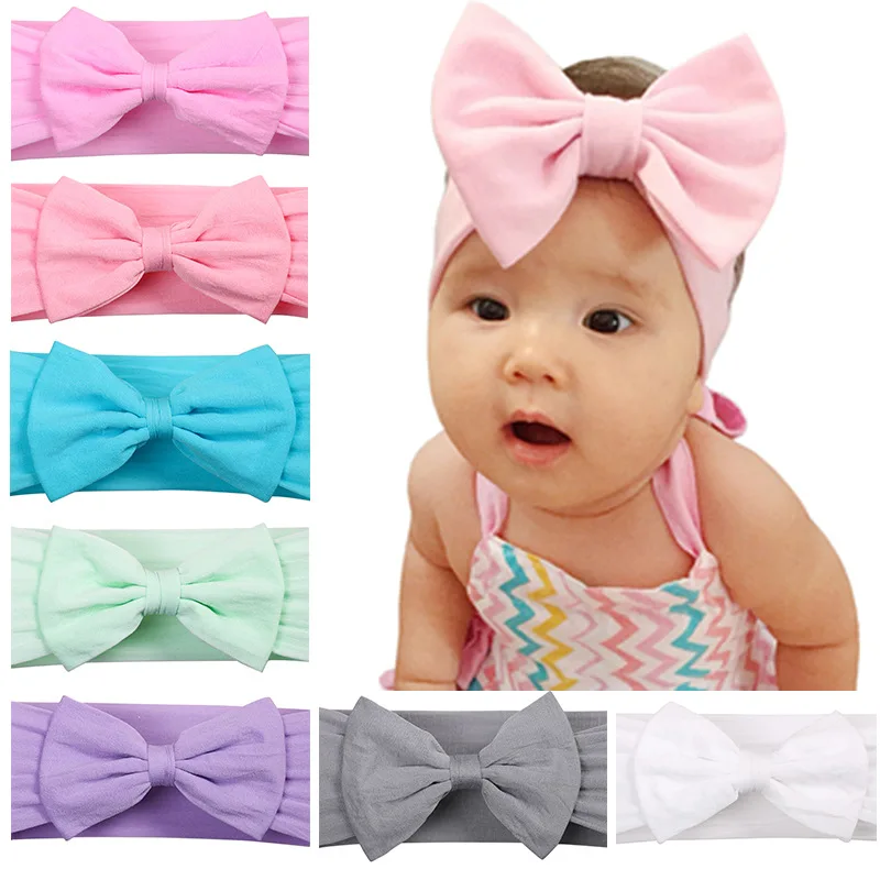 Baby Girls Head wrap Headbands Fabric Nylon Hairband Messy Bow Bow knot Headband Toddler Newborn