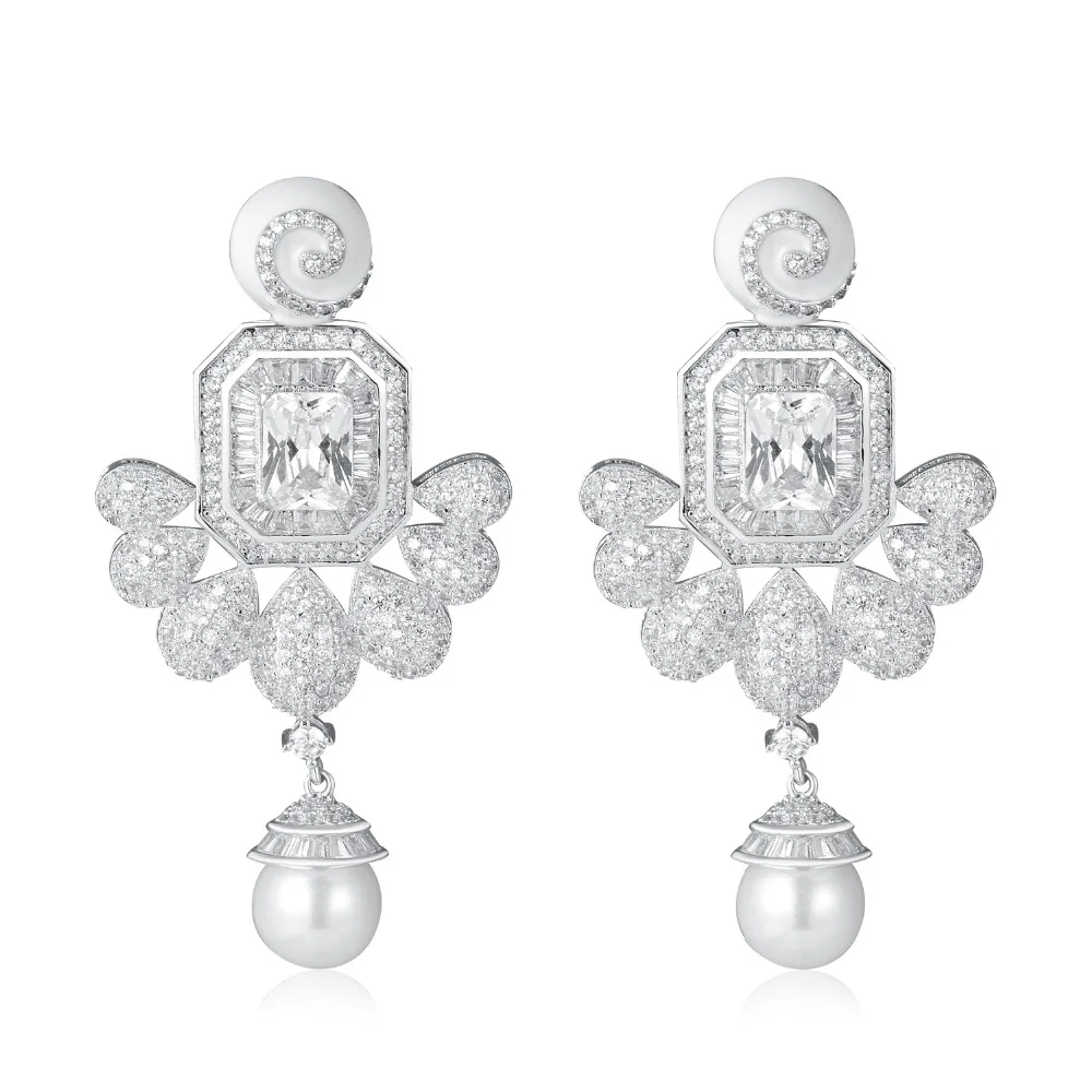 

GrayBirds New Brand Geometric Water Drop Shape And Square Earrings For Fashion Lady AAA Cubic Zirconia With Shell Pearl MLE091