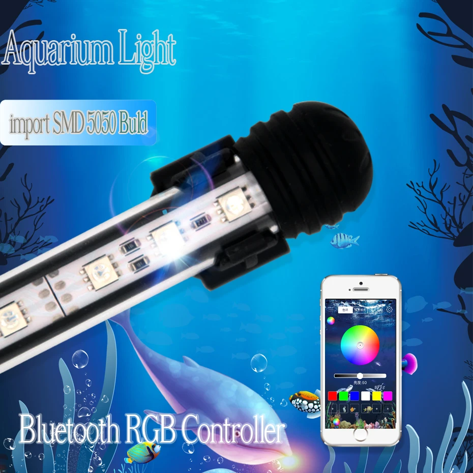 49 см RGB светодиодный светильник для аквариума светодиодный светильник ing Fish Tank морской Светодиодный светильник для аквариумных растений Водонепроницаемый светодиодный светильник в аквариуме