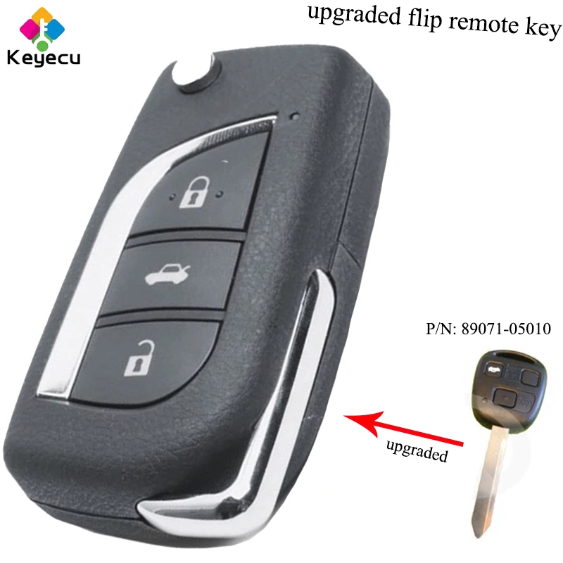 

KEYECU Upgraded Flip Remote Key - 3B 434MHz ID4D66 Chip TOY47- FOB for Toyota Yaris Avensis Corolla Carina ETC P/N: 89071-05010