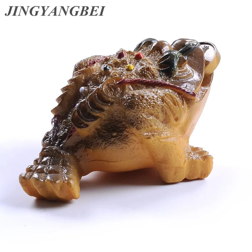 

Resin Color-Changing Lucky Money Toad Figurine Frog Statue with Coin Feng Shui Tea Pet Home Ornament