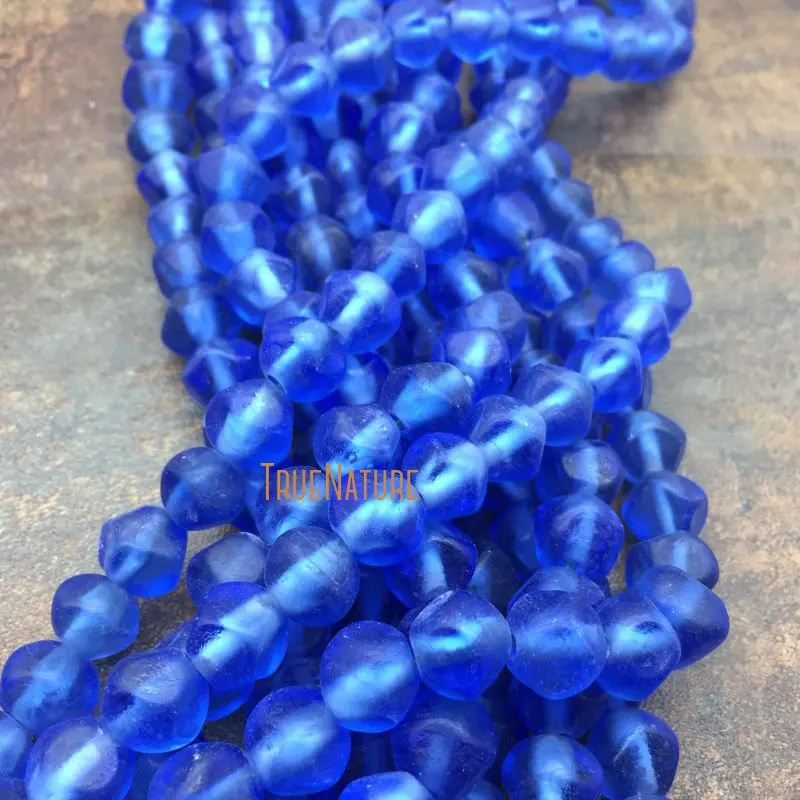 FreeShippingFullStrandsSeaBlueGlassLooseBeadsMatteAfrican