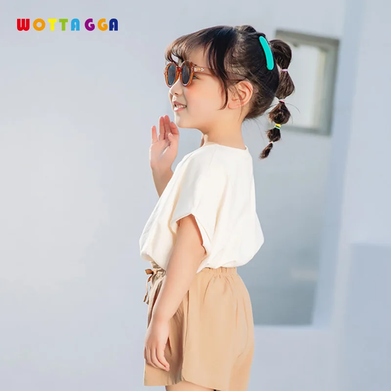 

WOTTAGGA 2019 T-Shirts For Boys Girls Tops Kids T Shirt Clothes Summer T-Shirt Childrens Clothing Solid Cotton