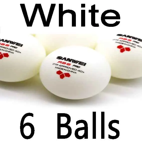 SANWEI 3-Star ABS 40+ PRO( New) Table Tennis Ball ITTF Approved New Material Plastic Poly Ping Pong Balls - Color: White 6 Balls