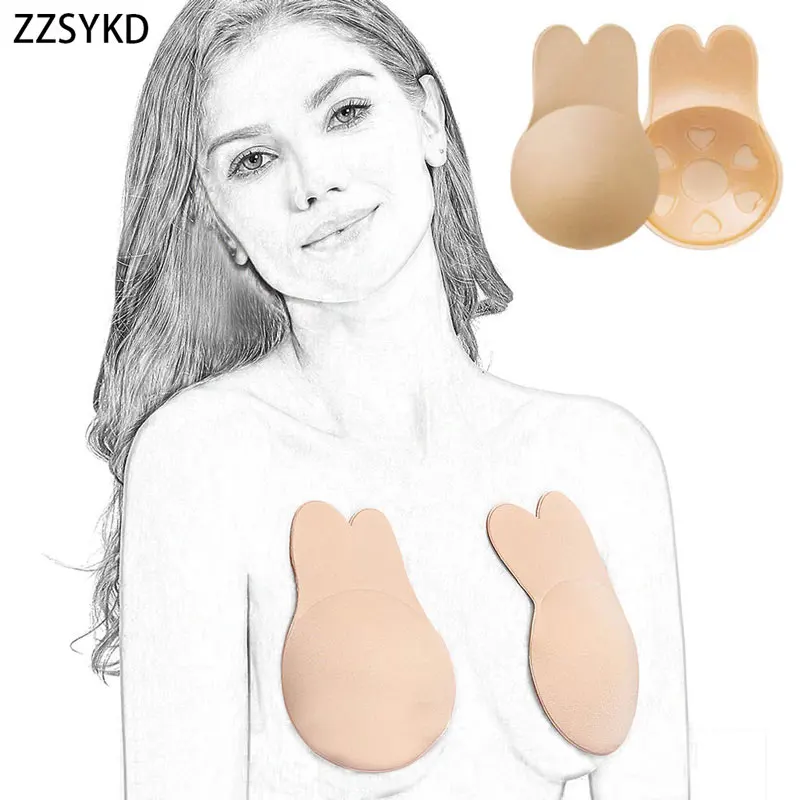 

2019 Sexy Rabbit Push Up Strapless Self Adhesive Silicone Invisible Breast Lift Tape Women Bra Reusable Lingerie Pad Enhancers