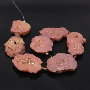 

Approx7PCS Strands Large Size Champagne Crystal Drusy Druzy Agates Quartz Geode Slab Slice Nugget Loose Beads Pendant Jewelry