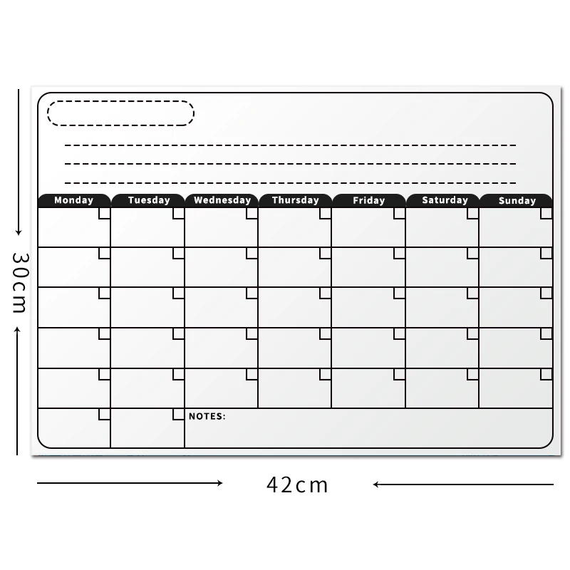 Магнитная доска A3 ежемесячный календарь, сухая стираемая магнитная доска белая доска рисунок для кухни Холодильник рубанок