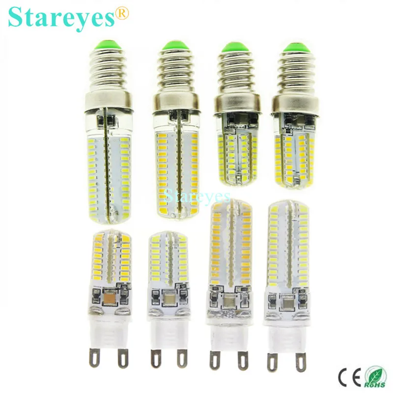 1 шт. силиконовый G9 E14 6 Вт 9 SMD3014 64 104 светодиодный светильник люстра свеча