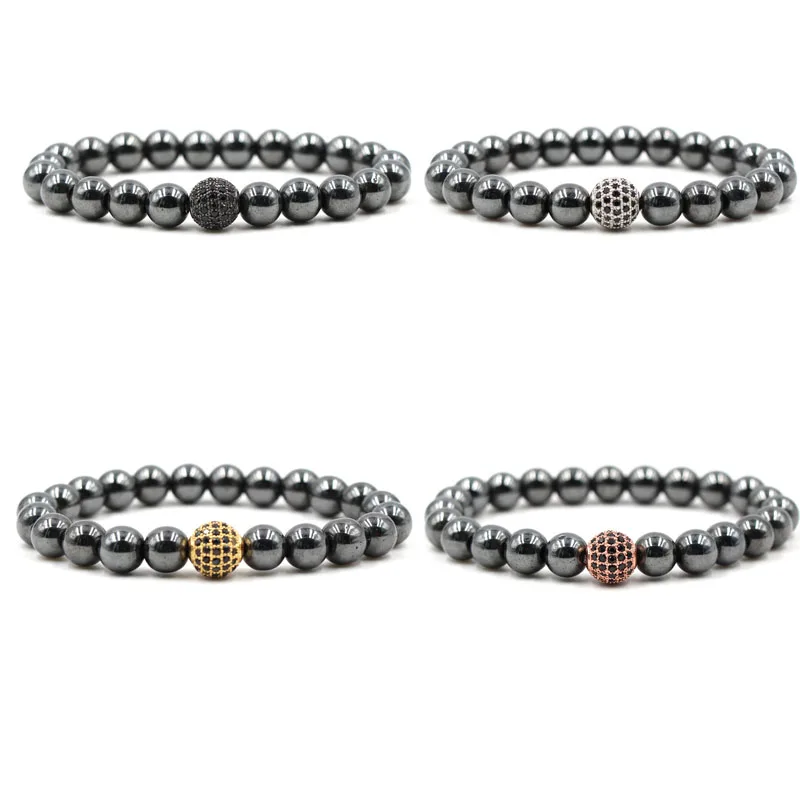 

natural stone beads bracelets for men women handmade diy men's bracelet inlaid zircon Bracelets Bangles dropshipping