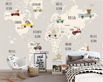 Beibehang Custom Wallpaper Cartoon World Map TV Background Wall Living Room Bedroom Background Decoration murals 3d wallpaper custom retro wallpaper pizza coffee cake 3d cartoon murals for the cafe restaurant hotel background wall pvc wallpaper