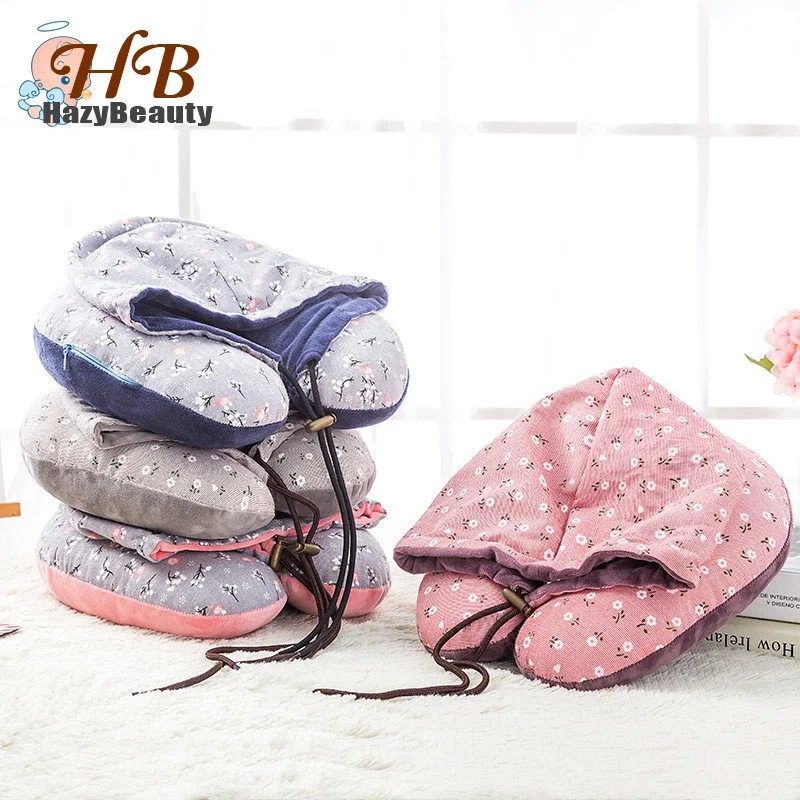 

HazyBeauty Creative Hat Plush Cap Pillow U Type Multi-functional Neck Pillow with Hood Anime Funny Gifts for airplane