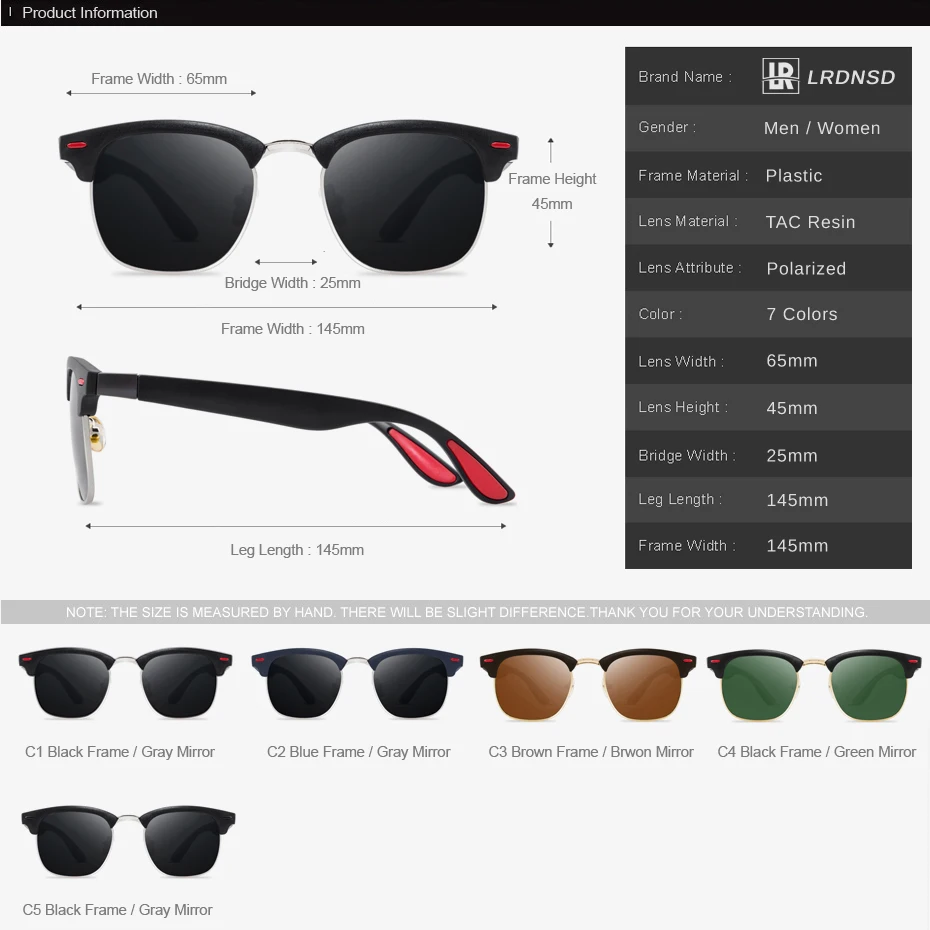 Brand Classic Polarized Sunglasses Men Women Retro Designer Sun Glasses Female Male Fashion Mirror Sunglass De Sol