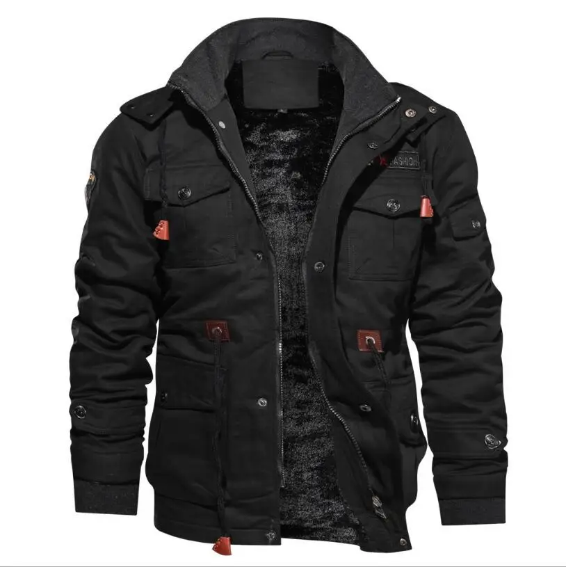  Men's Winter Jackets And Coats Fleece Warm Hooded Coats Thermal Thicker Outerwear Male Military Jac
