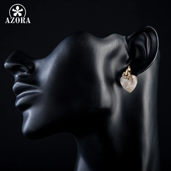 AZORA Gold Color Stellux Austrian Crystal Heart Drop Earrings TE0056