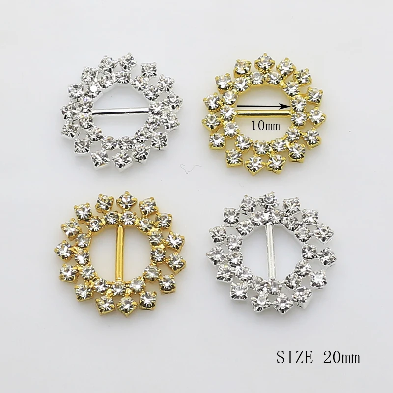 

ZMASEY Buckle 10Pcs/Lot 20MM Round Glod Rhinestone Buckles Crystal Holiday Party Decoration DIY Sewing Handwork Accessories