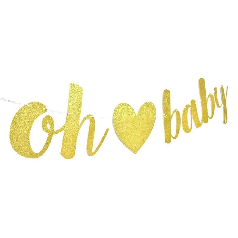 1 шт. с надписью Oh Baby золото баннер блестками знак День рождения шапочка для душа