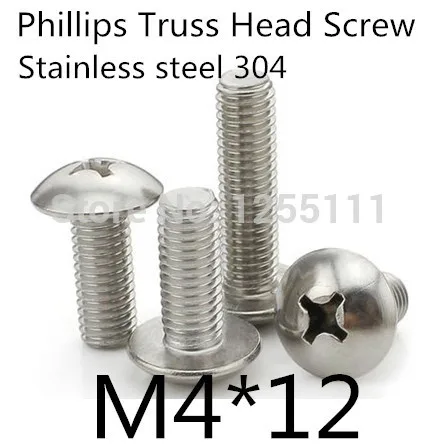 

100pcs/lot High Quality Stainless Steel A2 M4*12 Phillips Truss Head Machine Screw