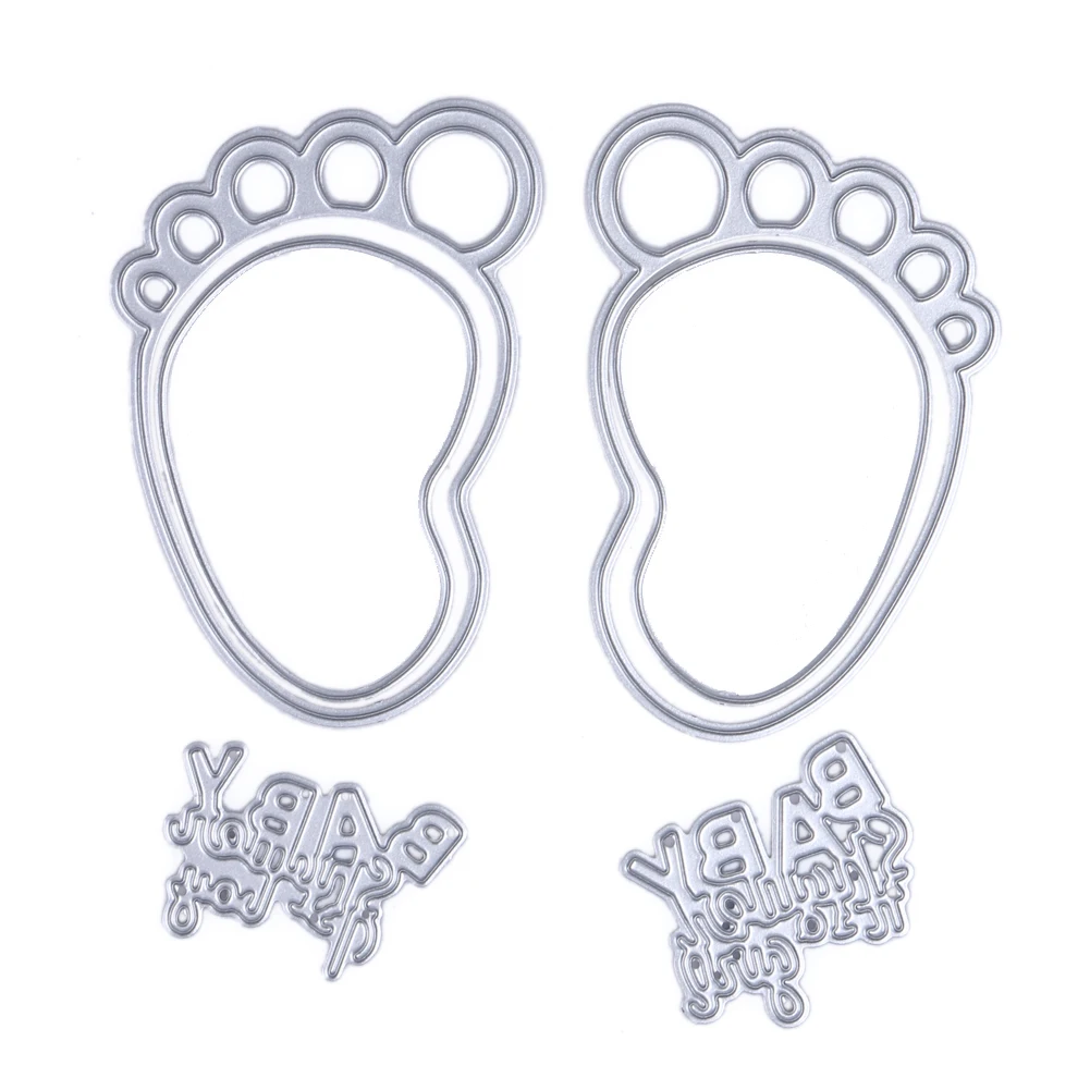 

1set Mental Baby Cutting Dies Sets Embossing Stamp Baby Feet Circle Dies For DIY Scrapbooking Album Paper Card Decoration