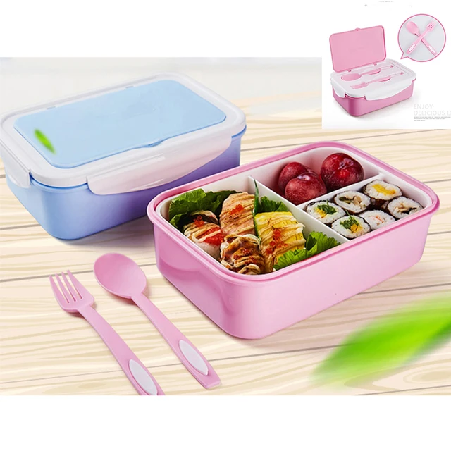 Portable Microwave Lunch Box With Spoon Fork Cooler Bag Large Capacity